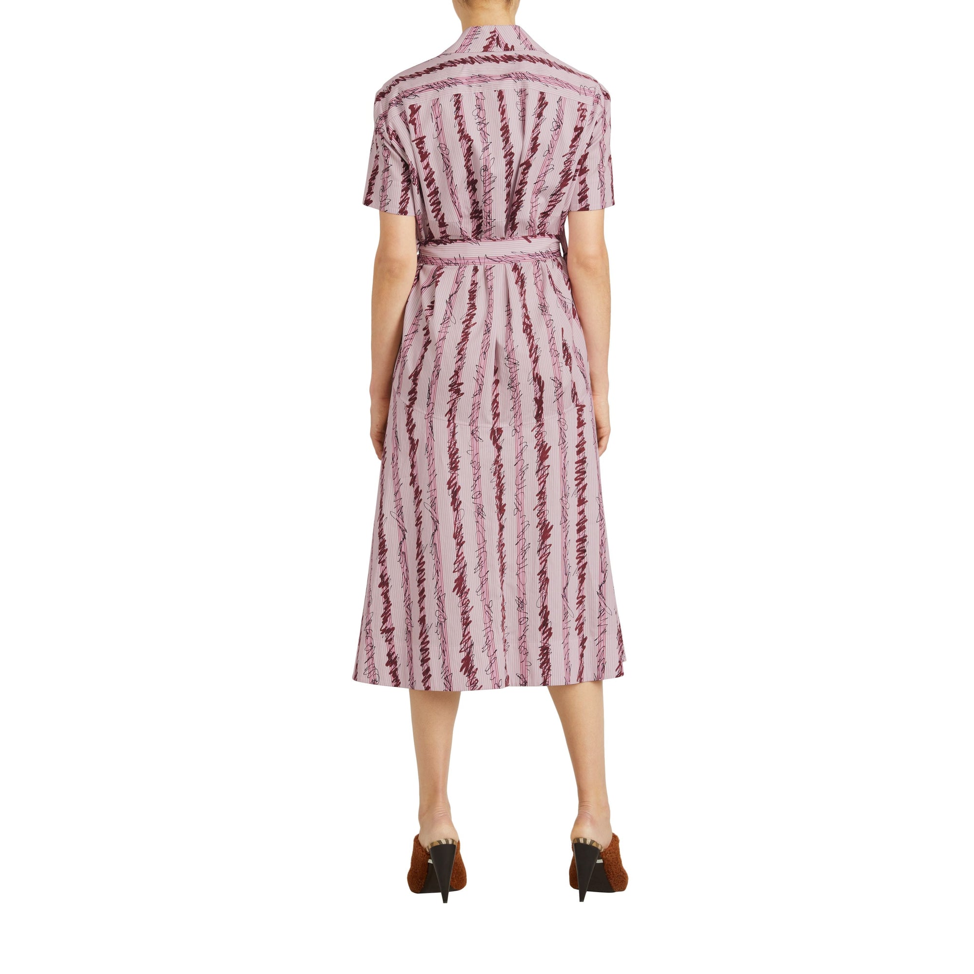 Robe chemise en coton à motif rayé griffonné - Light Pink Stripe