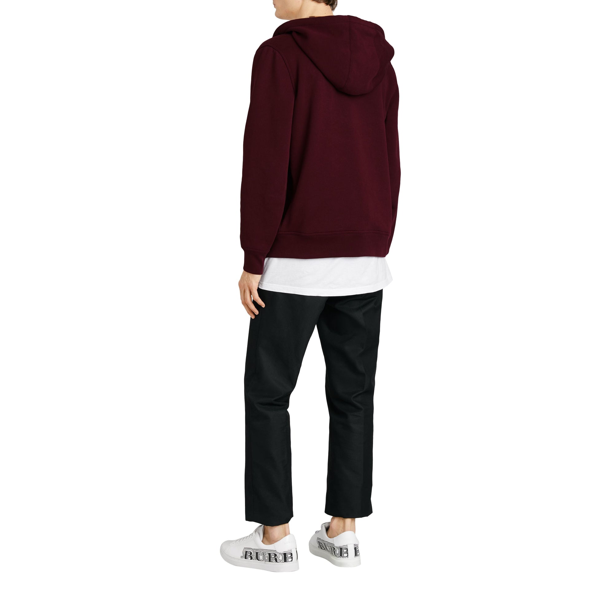 Sweat-shirt à capuche en jersey avec détails check - Dark Crimson