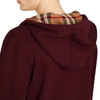 Sweat-shirt à capuche en jersey avec détails check - Dark Crimson