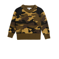 Pull jacquard en laine mérinos à motif camouflage - Khaki Green