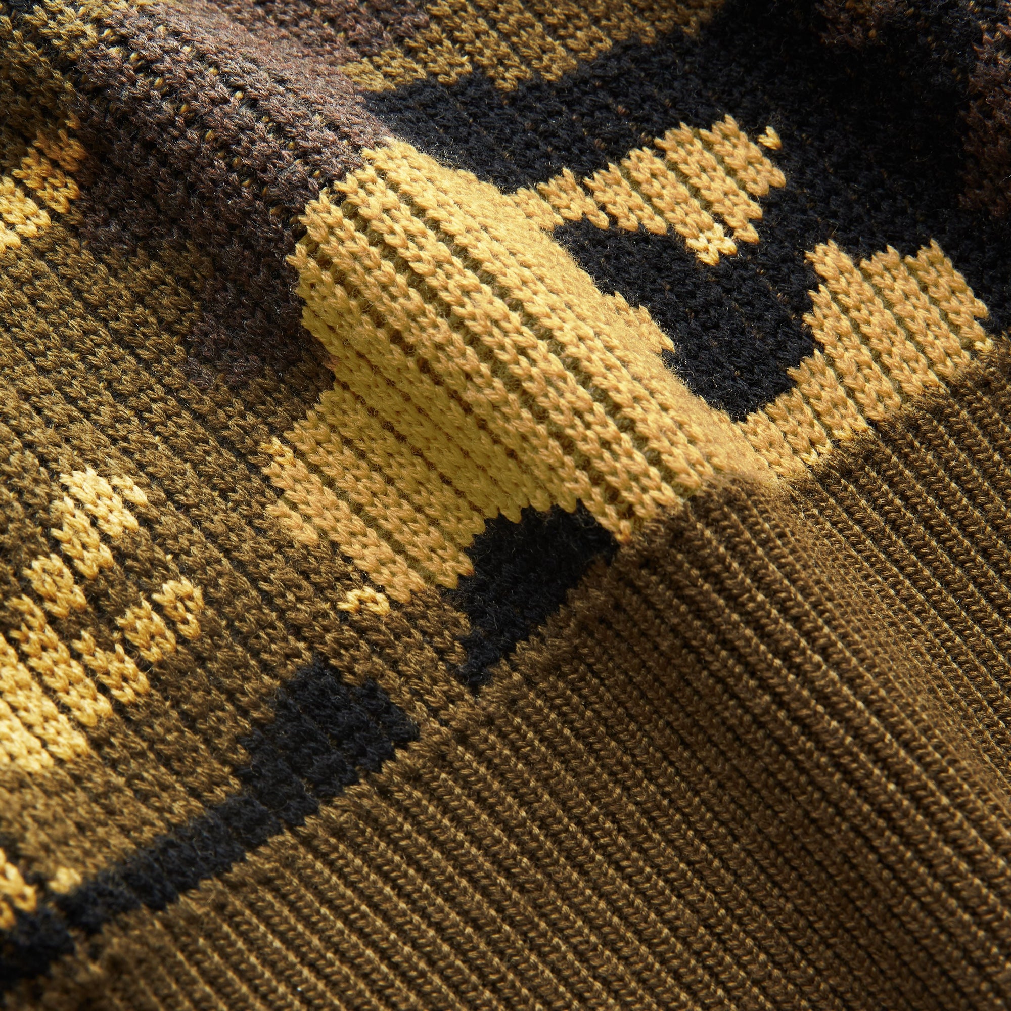 Pull jacquard en laine mérinos à motif camouflage - Khaki Green
