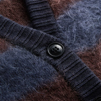 Cardigan en mohair mélangé rayé tricolore - Burgundy
