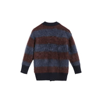 Cardigan en mohair mélangé rayé tricolore - Burgundy