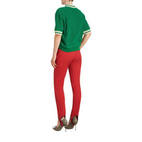 Haut molletonné en coton à rayures - Fern Green