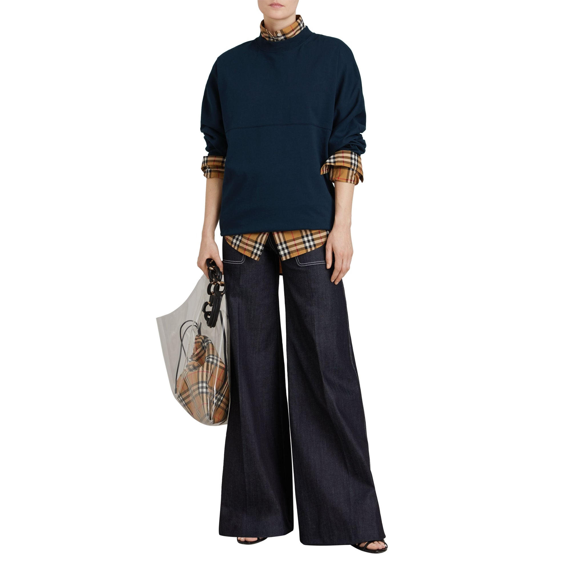 Haut oversize en coton avec logo imprimé - Navy