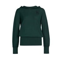 Sweat-shirt à capuche en soie et cachemire brodé - Pigment Green