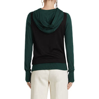 Sweat-shirt à capuche en soie et cachemire brodé - Pigment Green