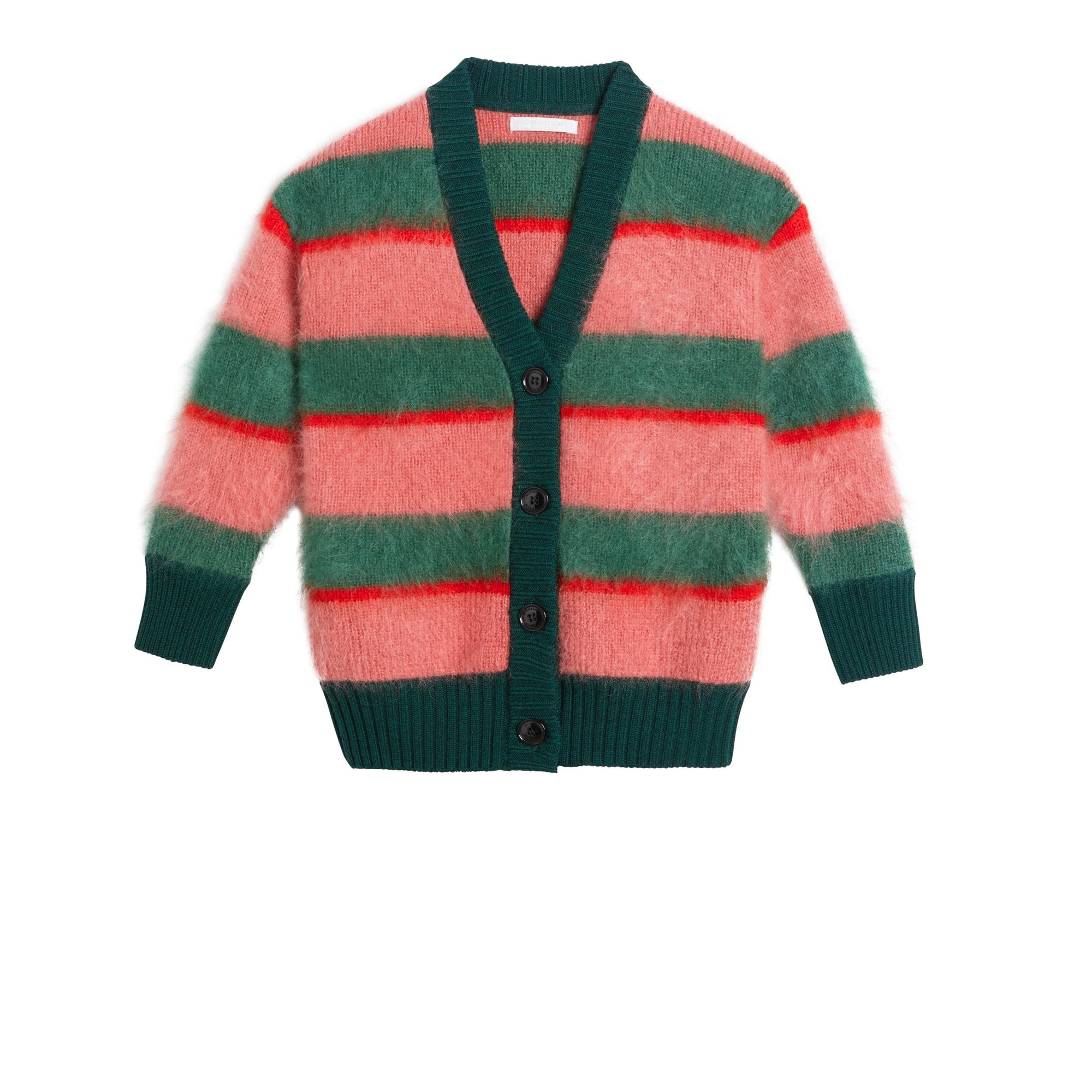 Cardigan en mohair mélangé rayé tricolore - Dark Forest Green