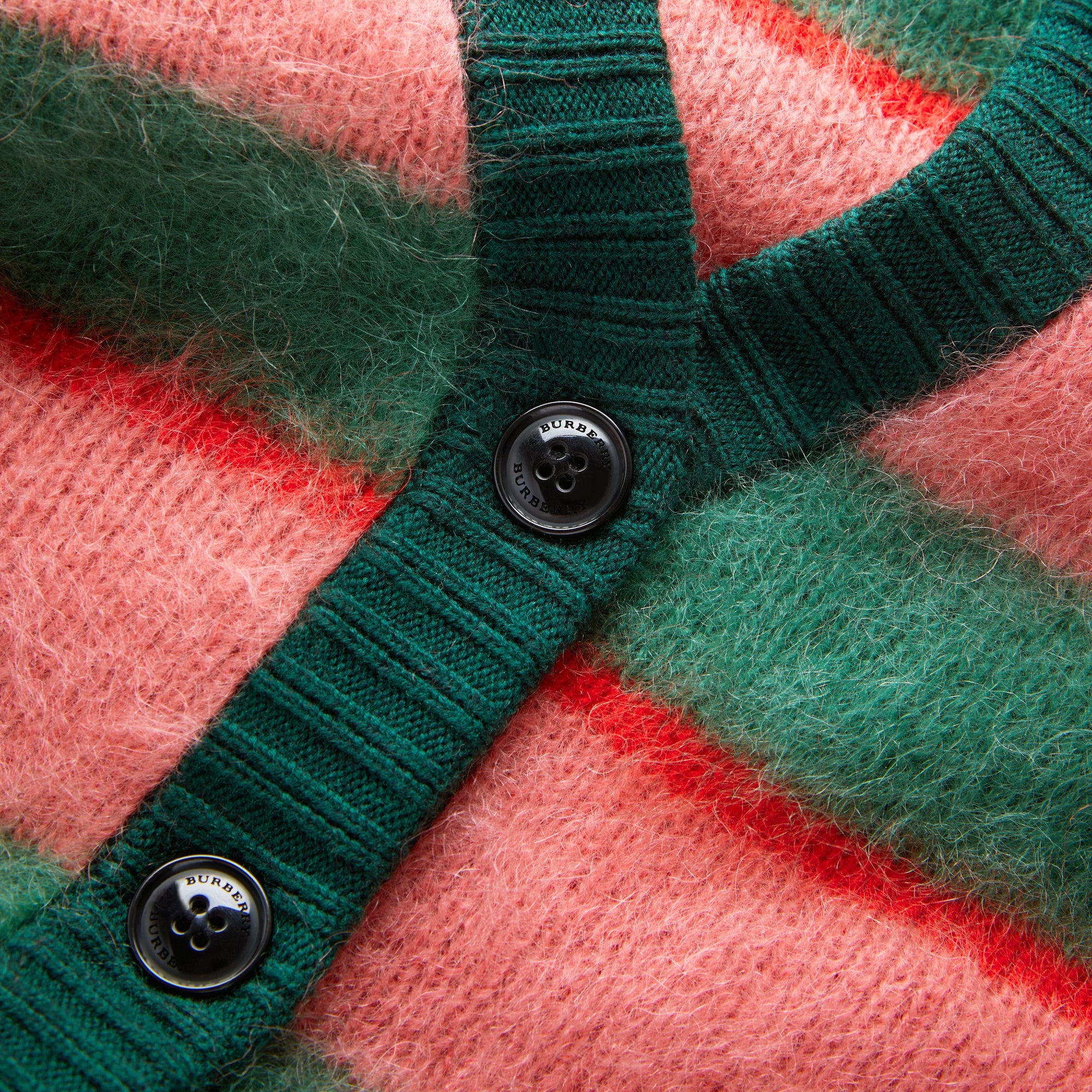 Cardigan en mohair mélangé rayé tricolore - Dark Forest Green