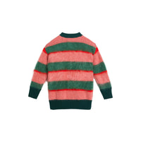Cardigan en mohair mélangé rayé tricolore - Dark Forest Green