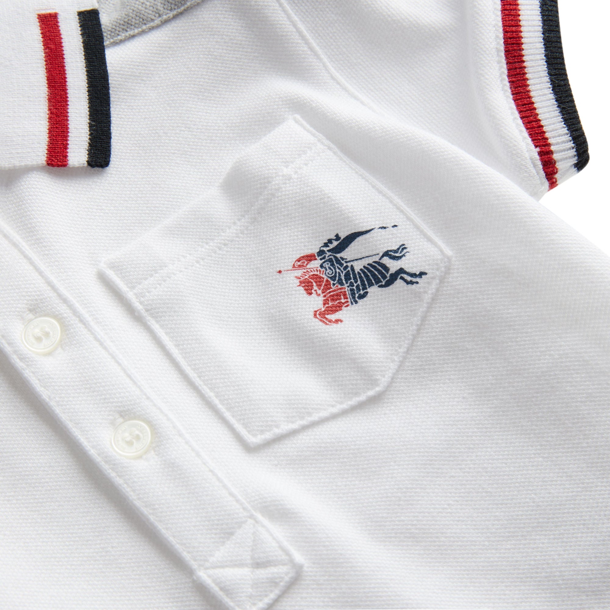 Polo en piqué de coton rayé - White