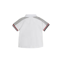 Polo en piqué de coton rayé - White