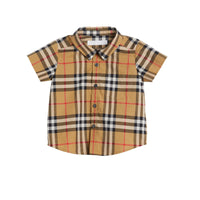 Chemise à manches courtes en coton à motif Vintage check - Antique Yellow