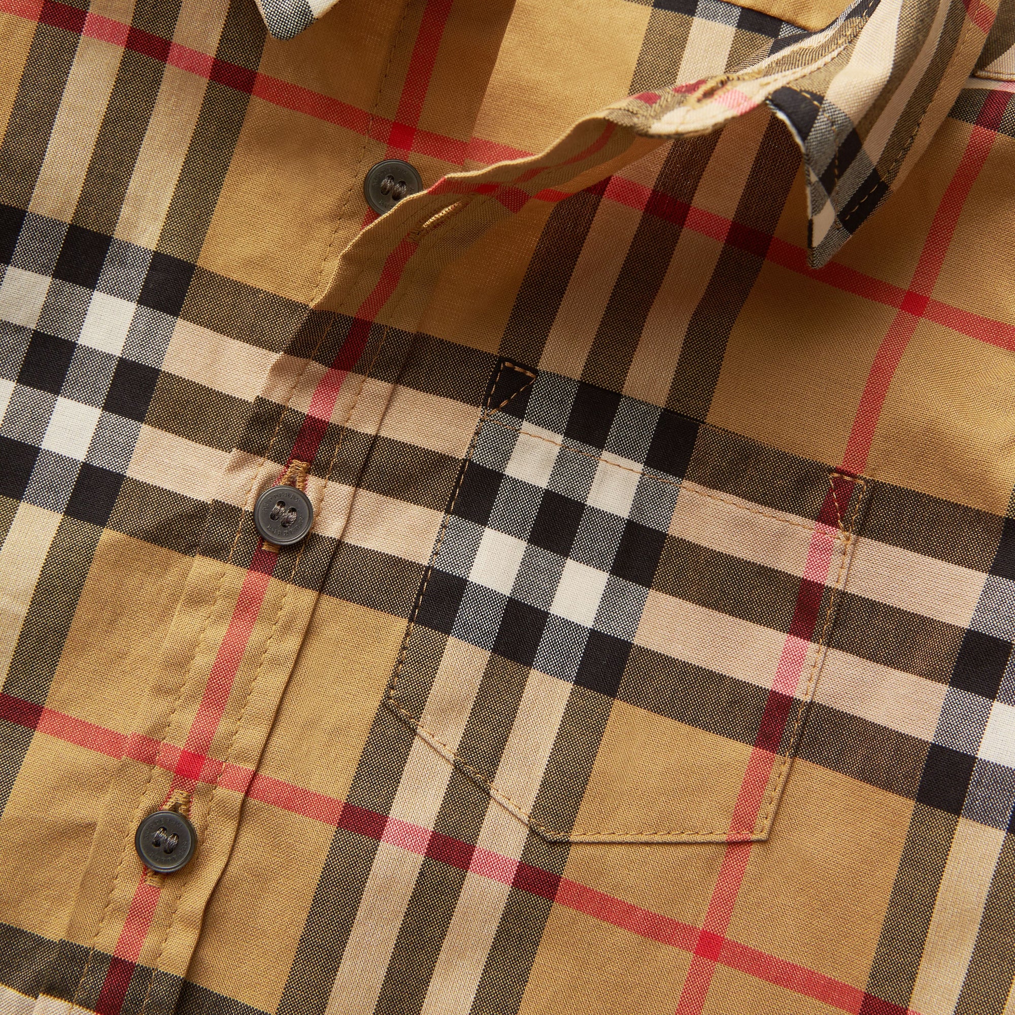 Chemise à manches courtes en coton à motif Vintage check - Antique Yellow