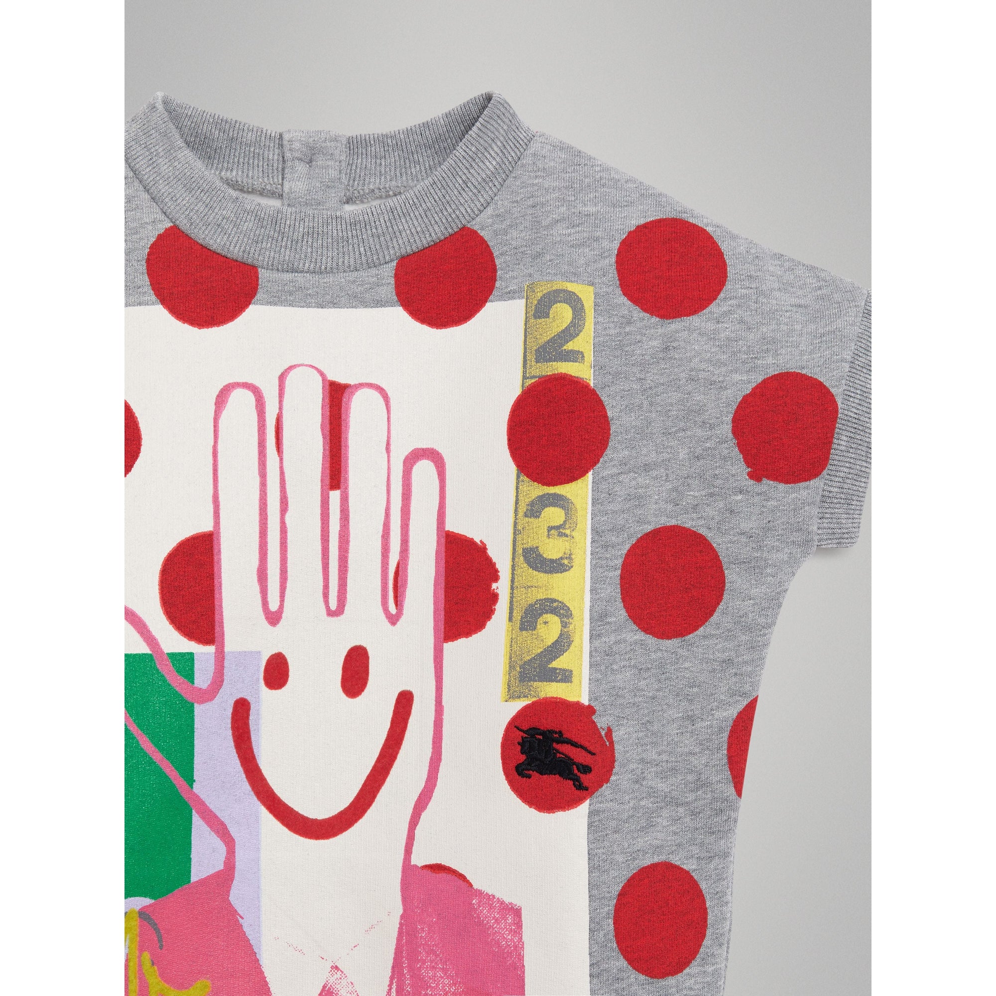 Combinaison en coton à pois et graffitis - Grey Melange