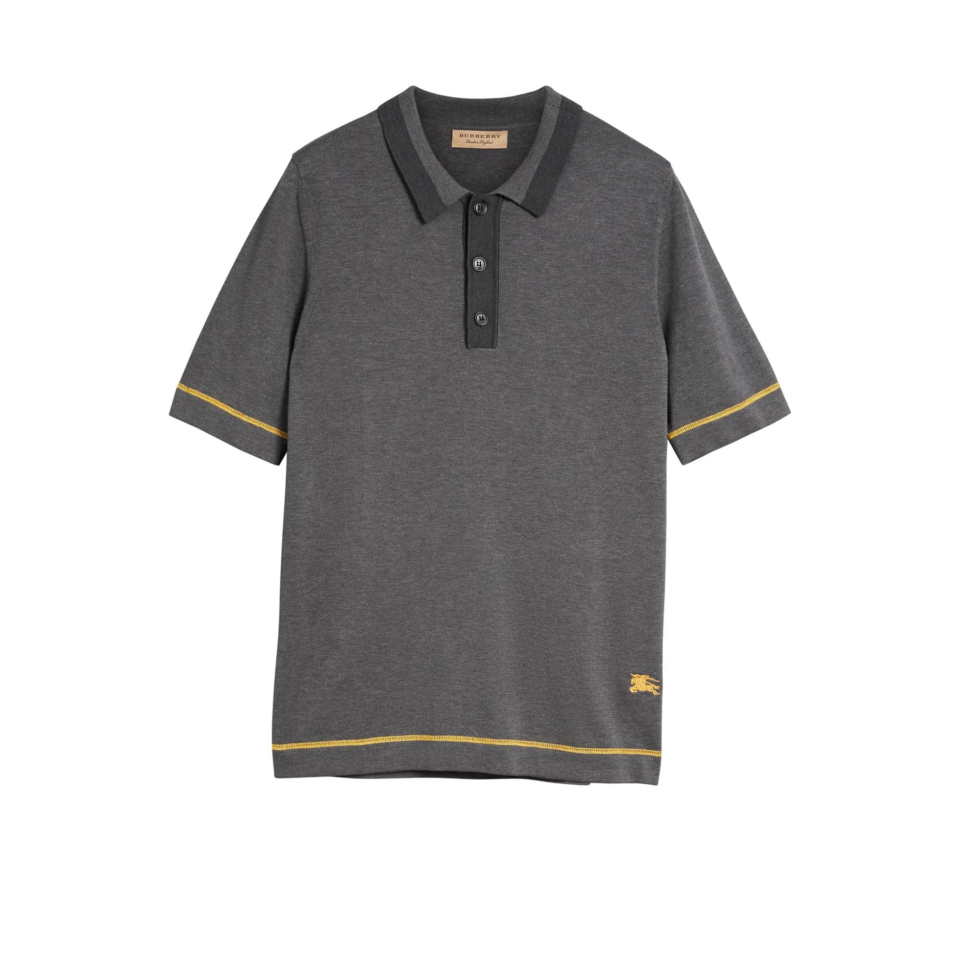 Polo en jersey de coton à bordures contrastantes - Mid Grey Melange