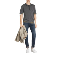 Polo en jersey de coton à bordures contrastantes - Mid Grey Melange