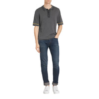 Polo en jersey de coton à bordures contrastantes - Mid Grey Melange