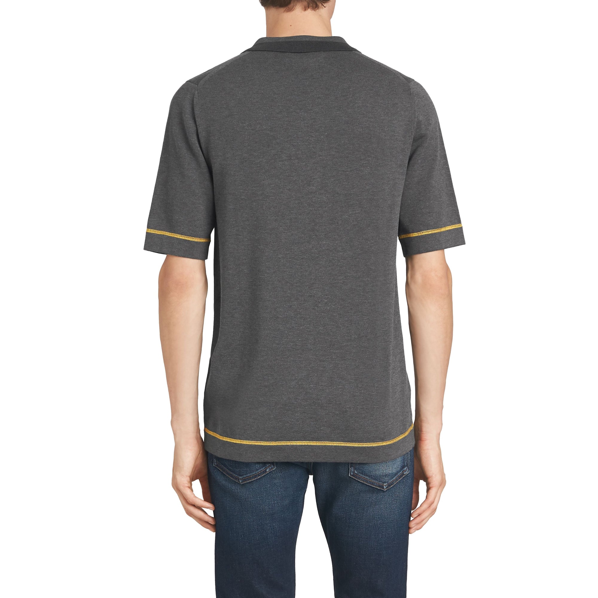 Polo en jersey de coton à bordures contrastantes - Mid Grey Melange