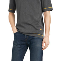 Polo en jersey de coton à bordures contrastantes - Mid Grey Melange