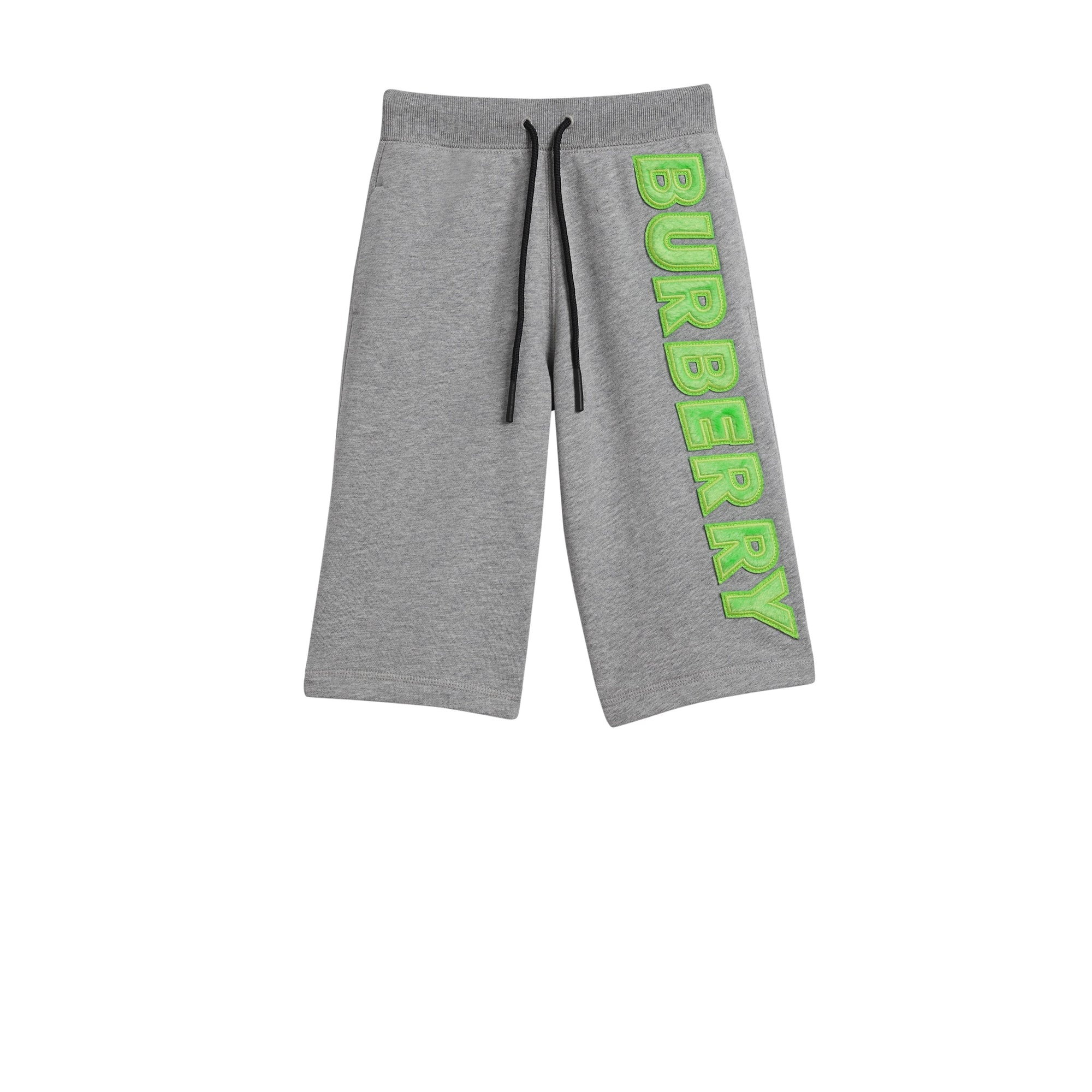 Short en coton à cordon de serrage avec appliqué logo - Grey Melange