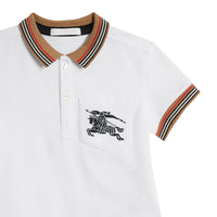 Polo en coton à rayures iconiques - White