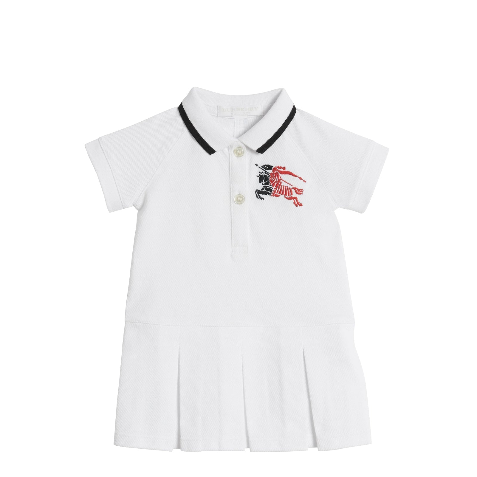 Robe polo en coton à détails contrastants et logo - White