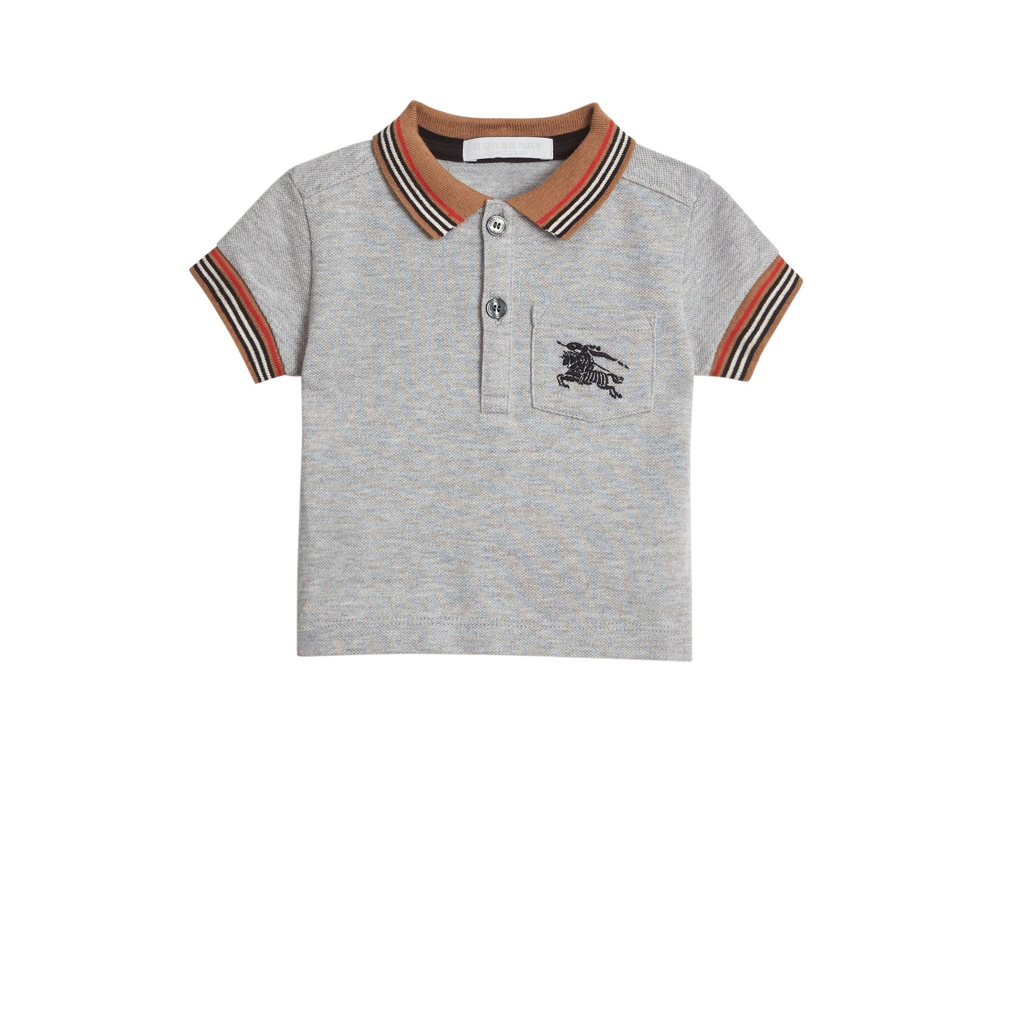 Polo en coton à rayures iconiques - Grey Melange
