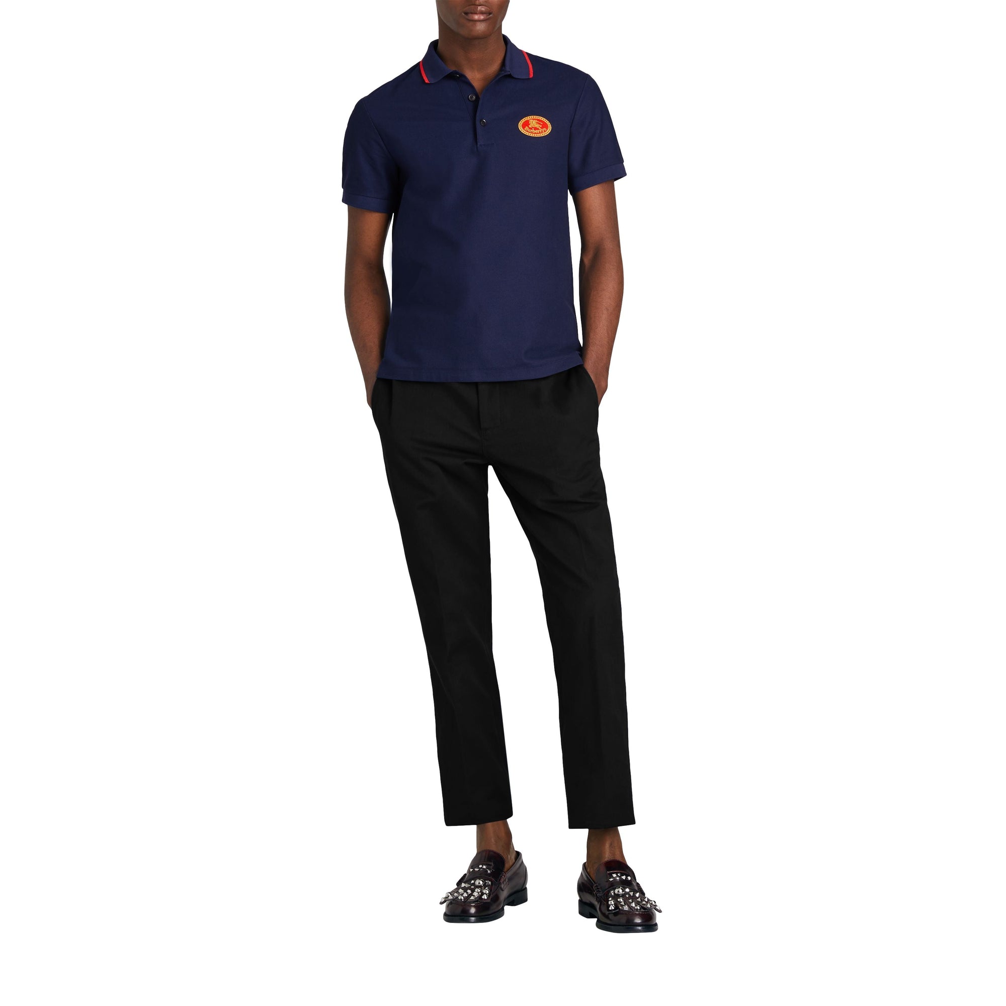 Polo en piqué de coton avec logo d'archive - Navy
