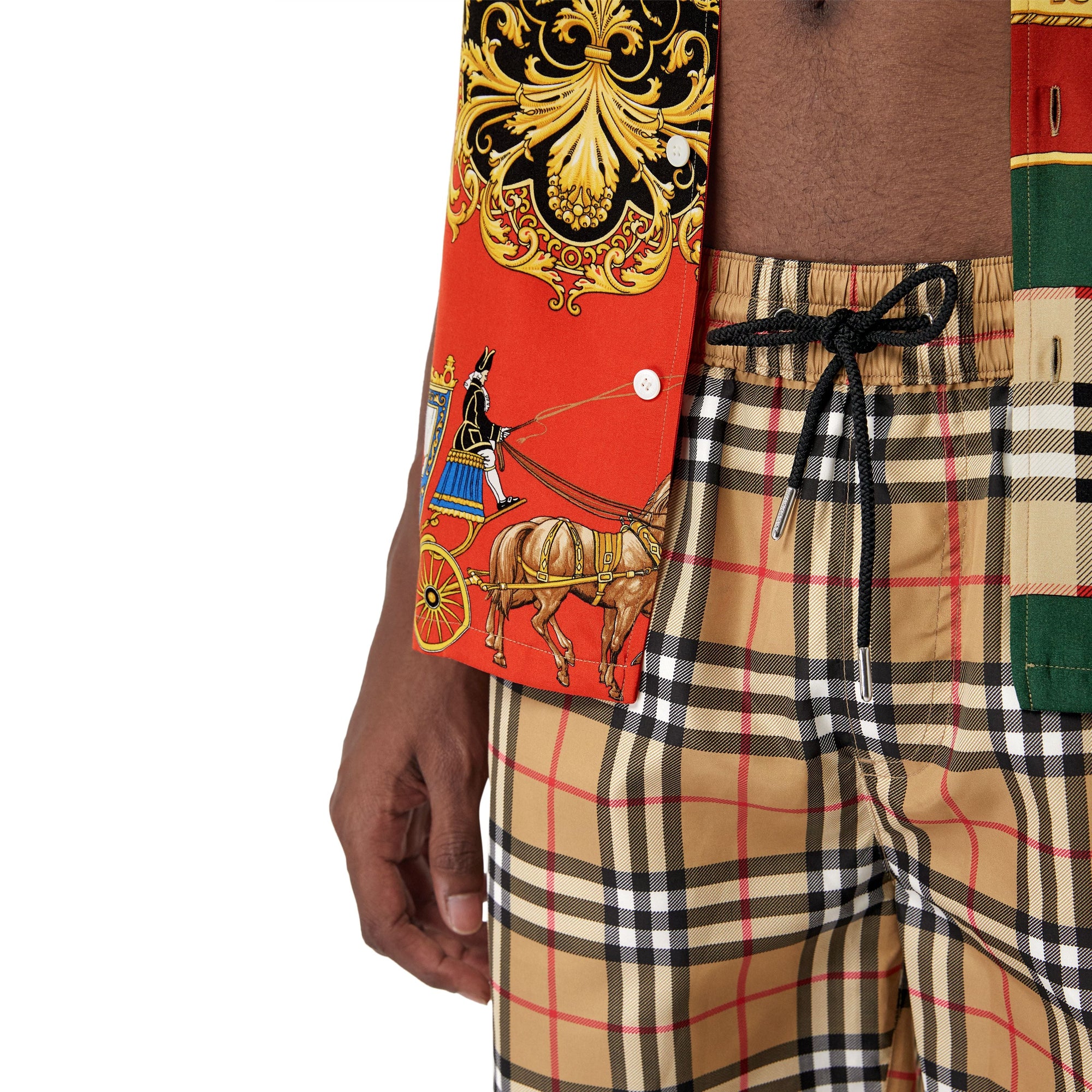 Short de bain Vintage check avec cordon de serrage - Antique Yellow