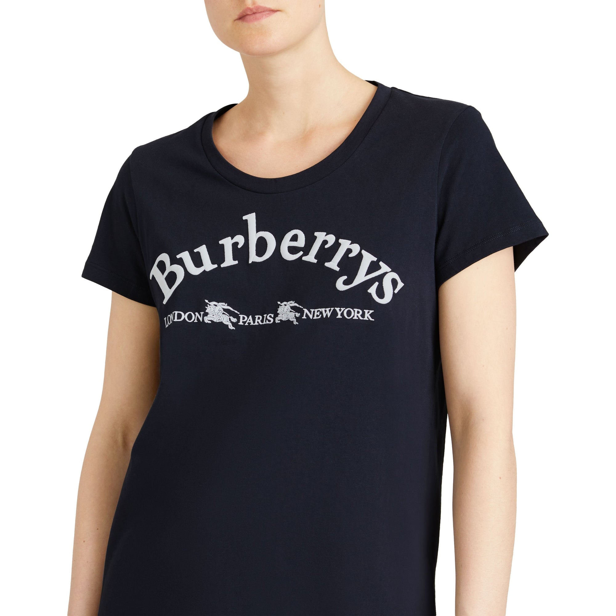 T-shirt en coton avec logo d'archive brodé - Navy