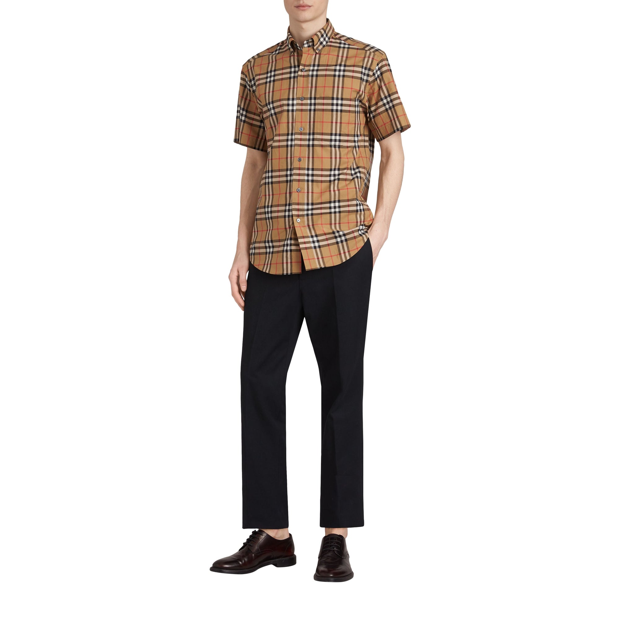 Chemise à manches courtes avec motif Vintage check - Antique Yellow