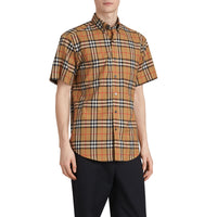 Chemise à manches courtes avec motif Vintage check - Antique Yellow