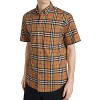 Chemise à manches courtes avec motif Vintage check - Antique Yellow