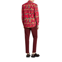 Chemise à motif Vintage check et graffiti - Bright Red