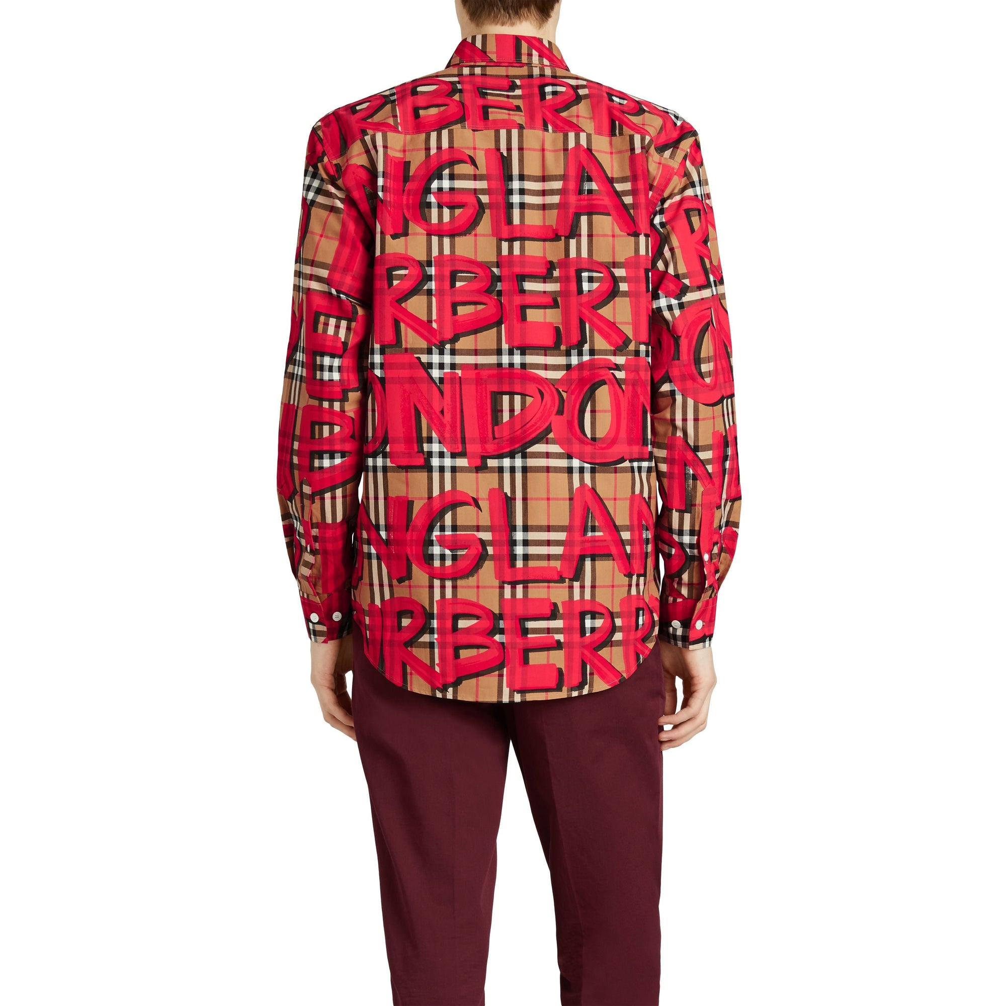 Chemise à motif Vintage check et graffiti - Bright Red