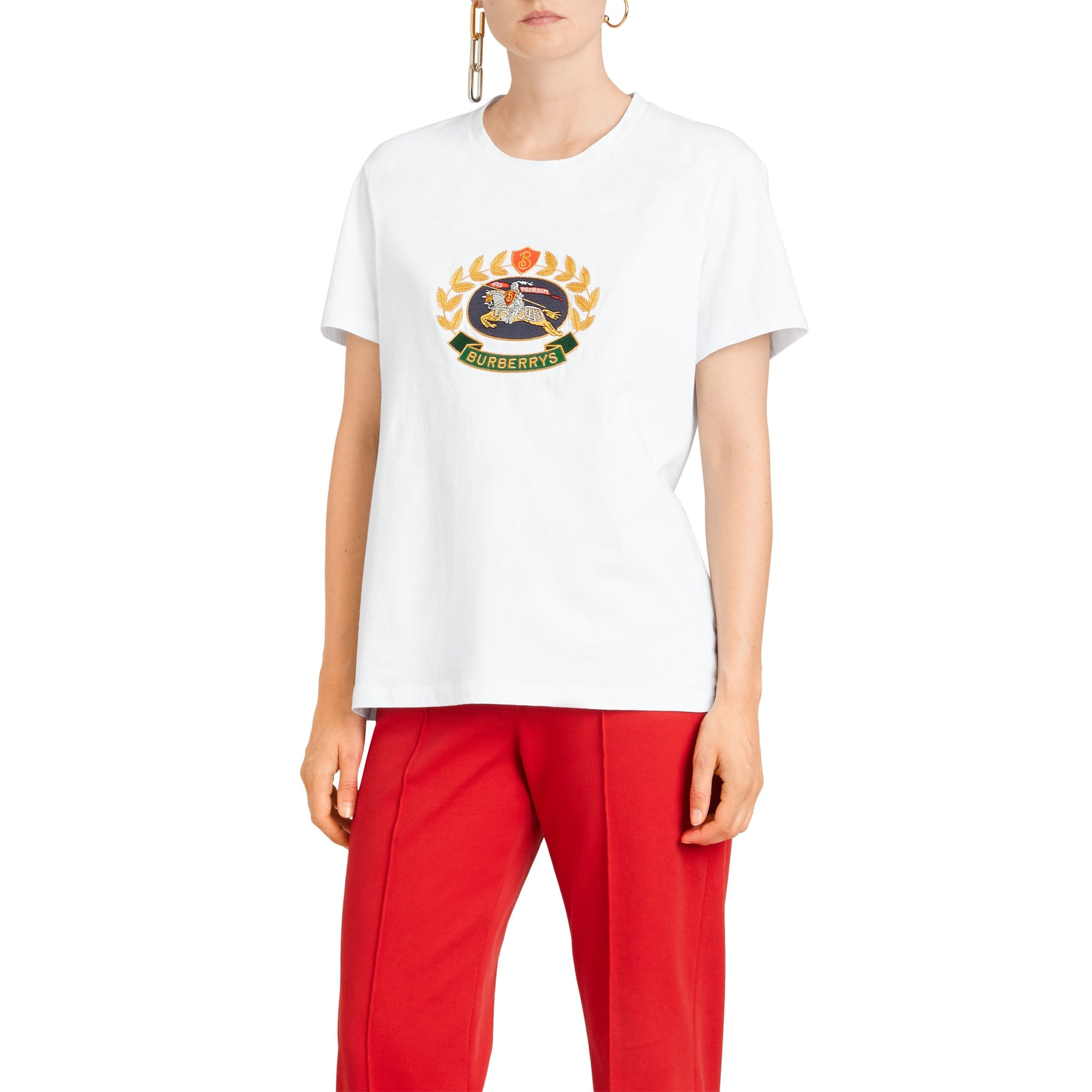 T-shirt en coton avec logo d'archive brodé - White