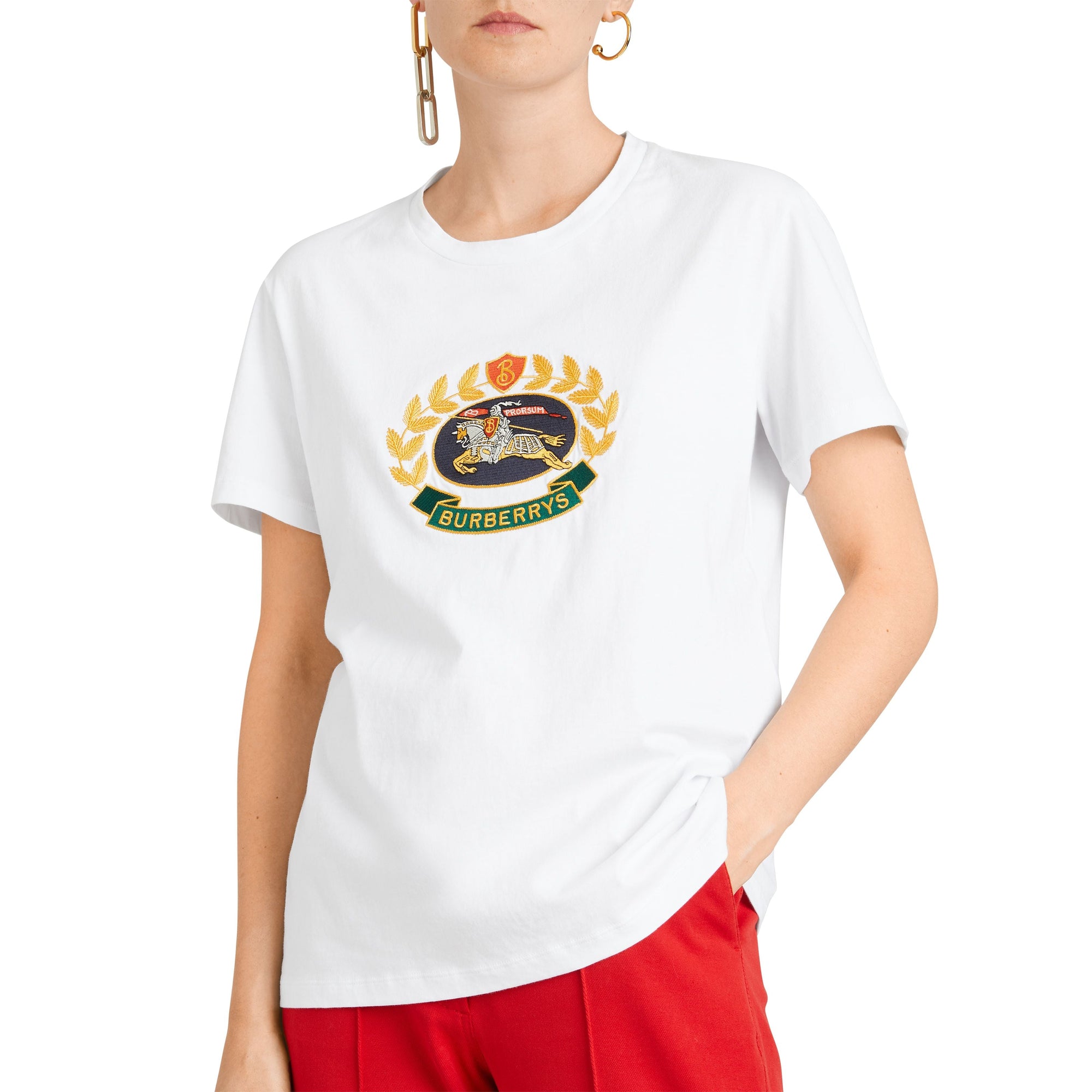 T-shirt en coton avec logo d'archive brodé - White
