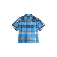 Chemise en coton à manches courtes avec motif check - Azure Blue