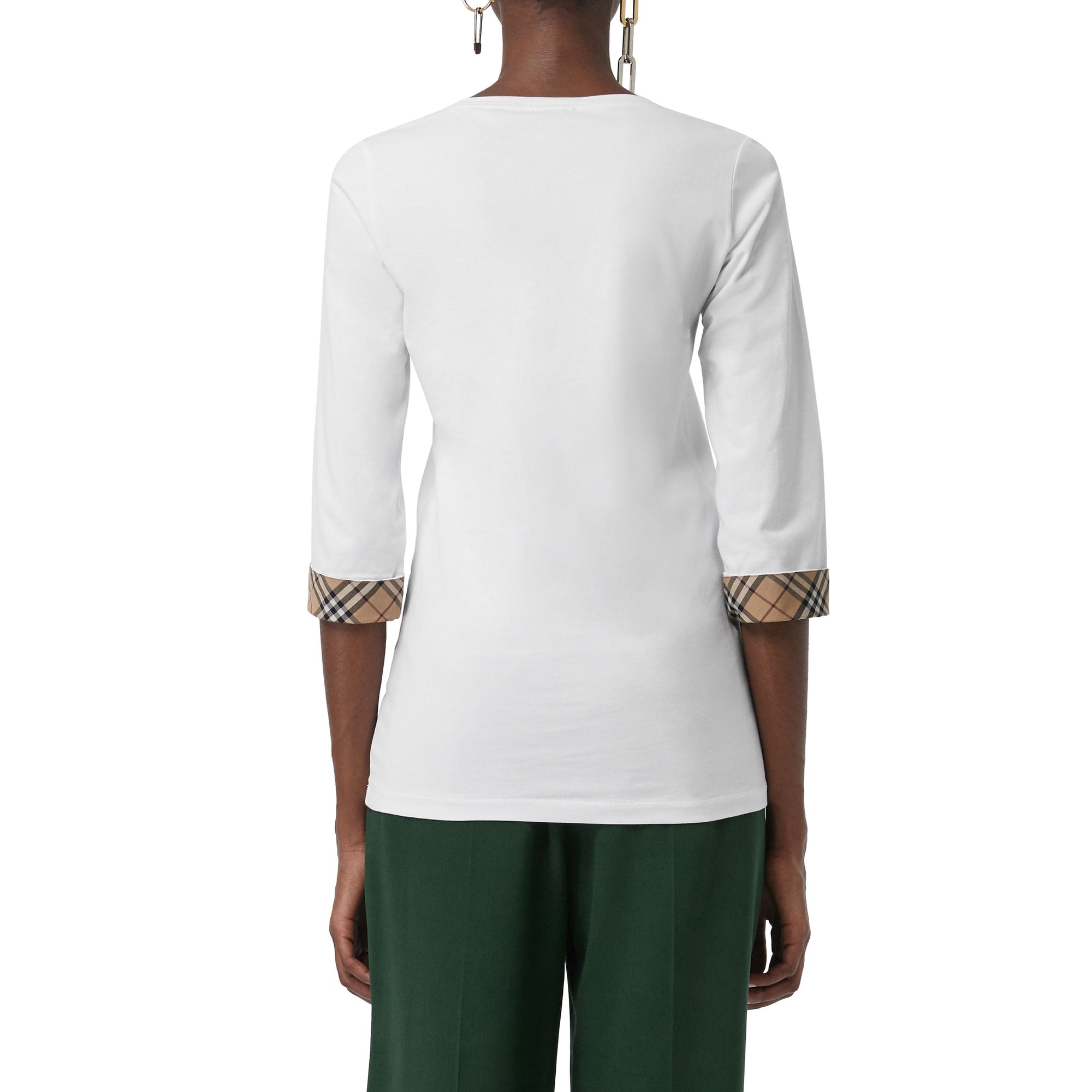 Haut en coton extensible avec détails check - White