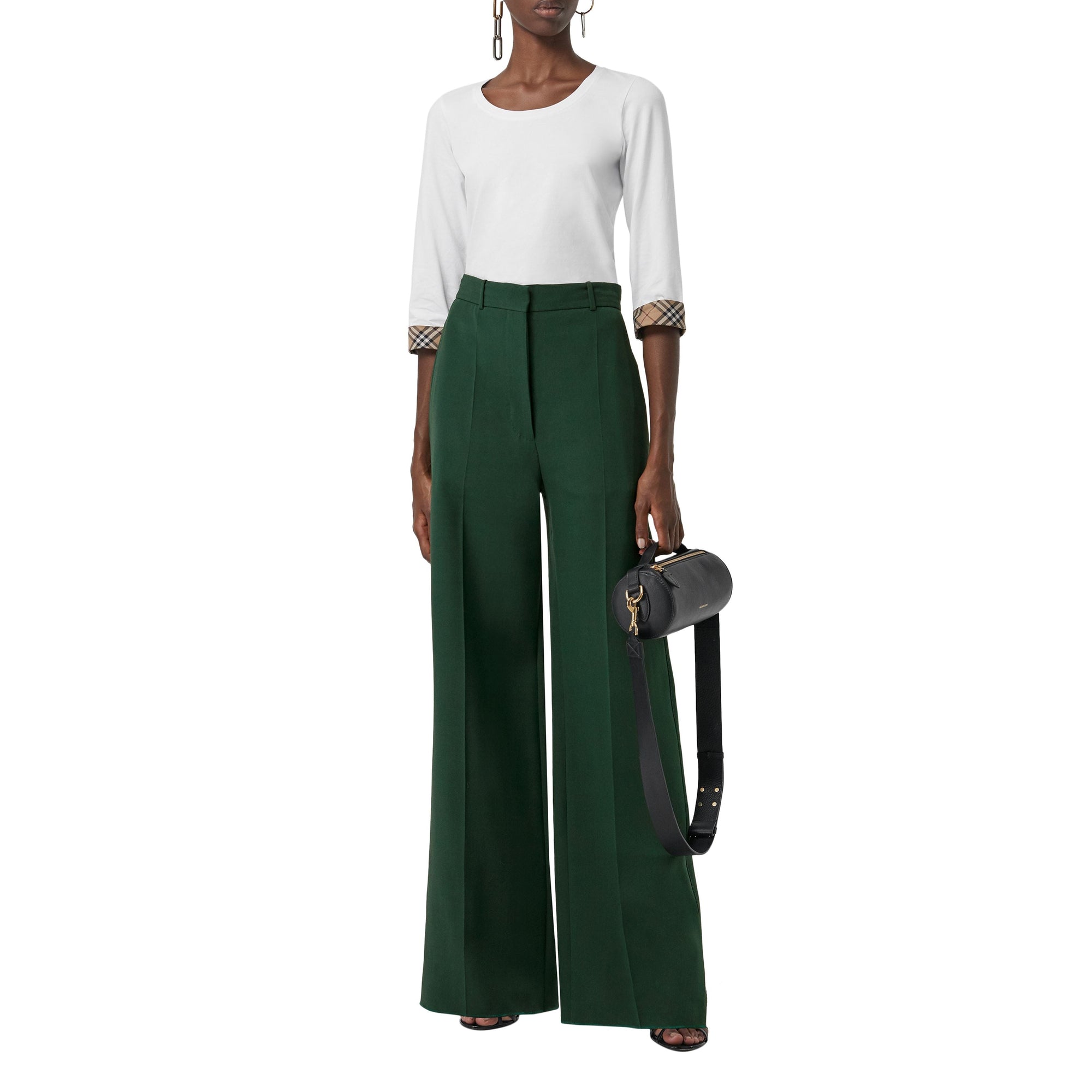 Haut en coton extensible avec détails check - White