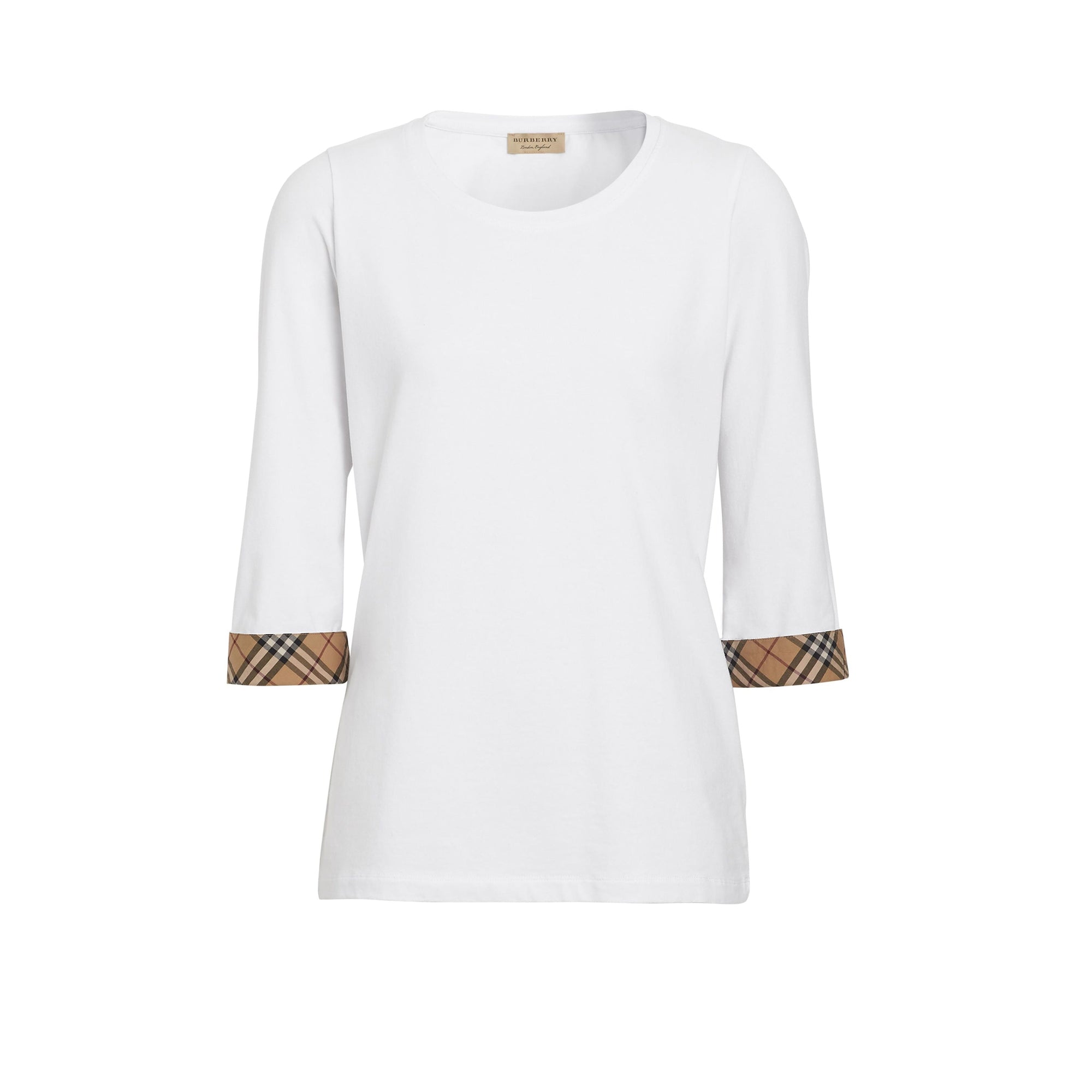 Haut en coton extensible avec détails check - White