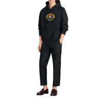 Sweat-shirt à capuche en jersey avec logo d'archive brodé - Black