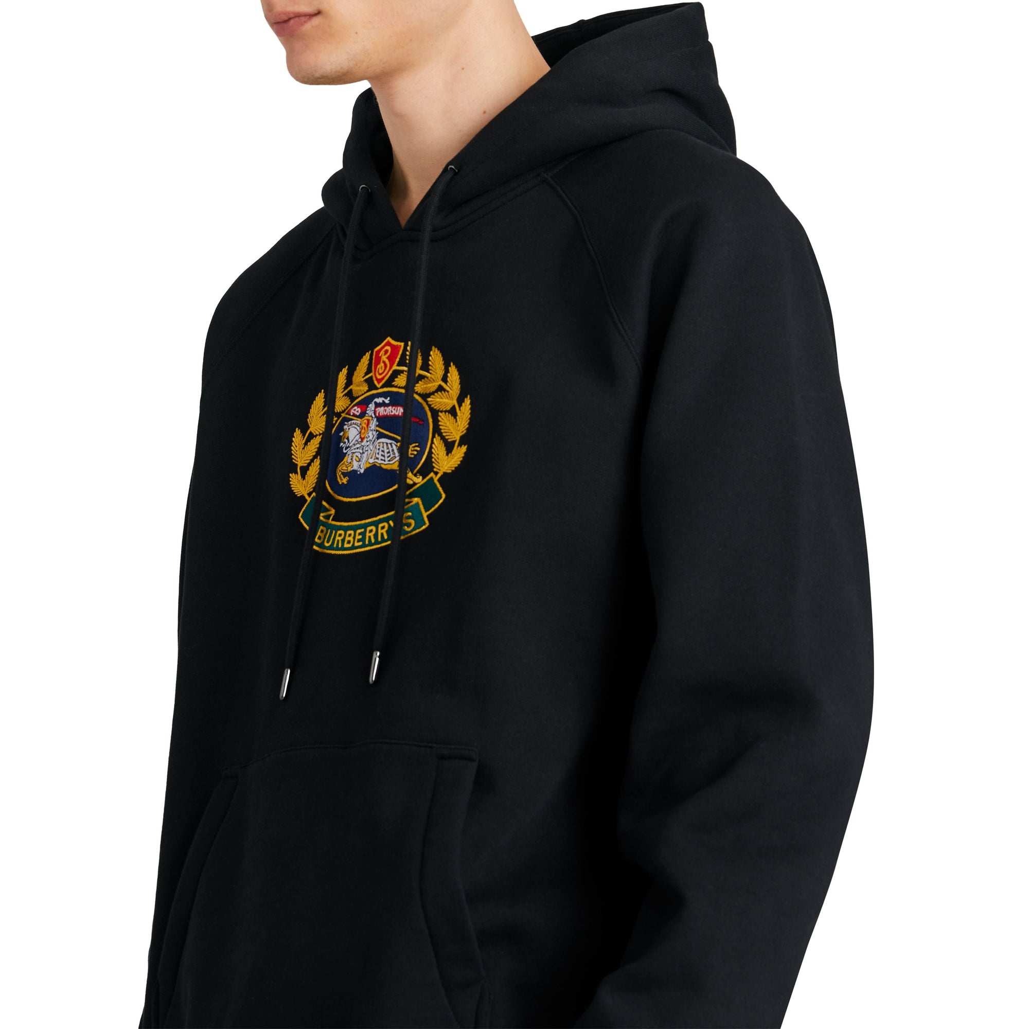 Sweat-shirt à capuche en jersey avec logo d'archive brodé - Black
