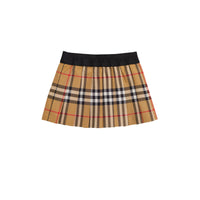 Jupe plissée en coton à motif Vintage check - Antique Yellow