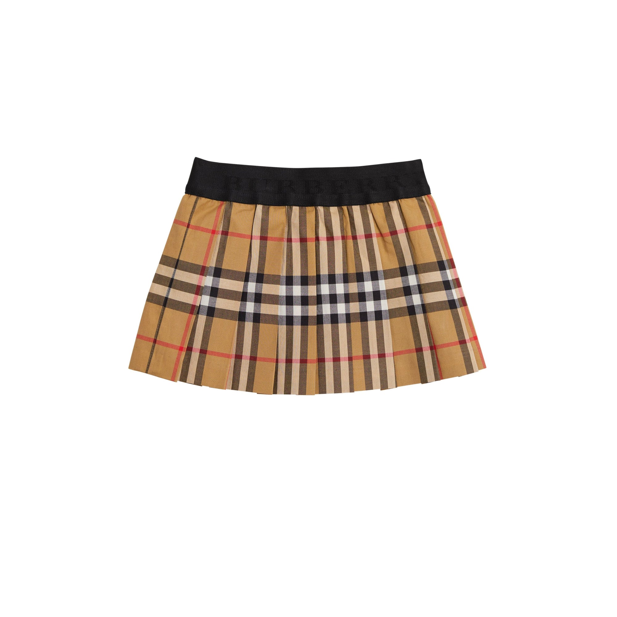 Jupe plissée en coton à motif Vintage check - Antique Yellow