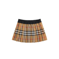 Jupe plissée en coton à motif Vintage check - Antique Yellow