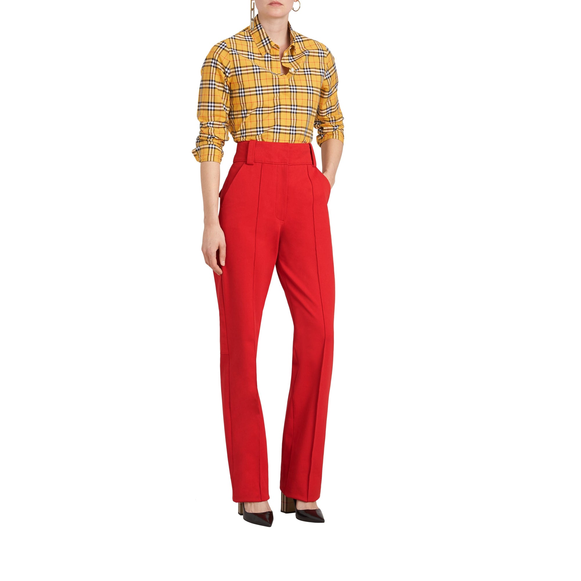 Chemise en coton à motif check - Bright Ochr Yellow