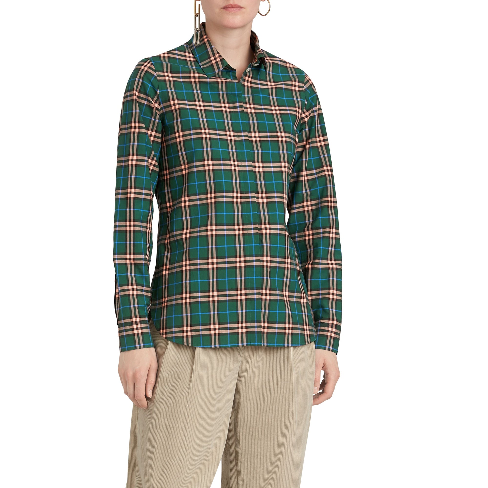 Chemise en coton à motif check - Dark Forest Green