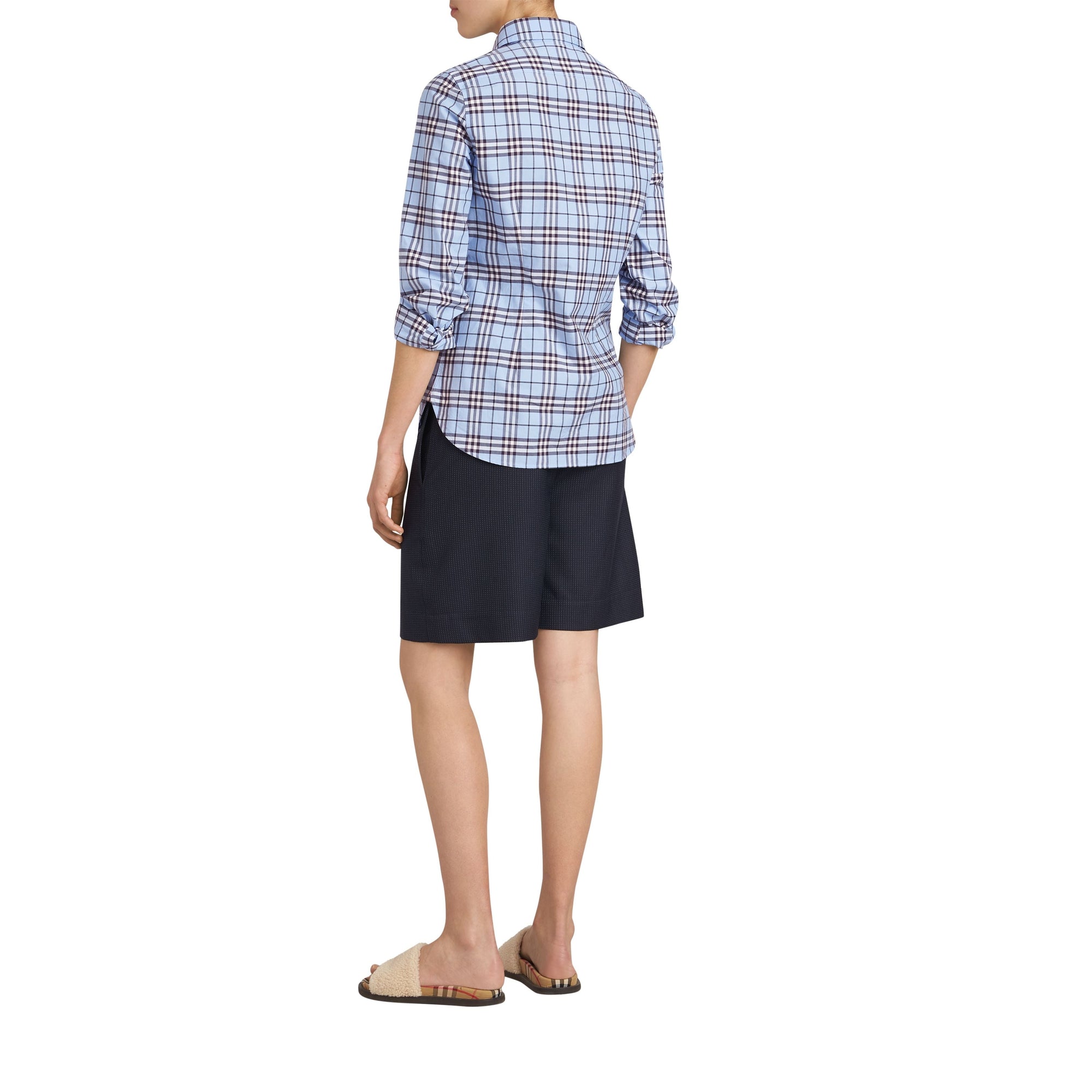 Chemise en coton à motif check - Sky Blue